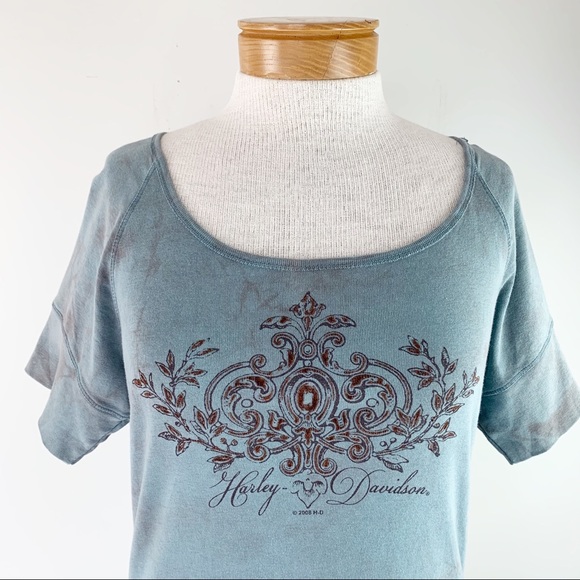 4/$24 Harley-Davidson Tie Dye Wide Neck Graphic Tee - Picture 2 of 11